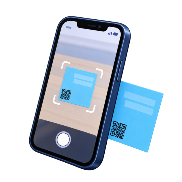 Smartphone che scansiona un’etichetta QR intelligente